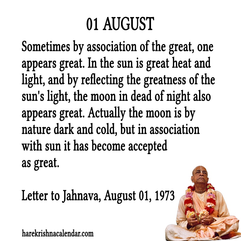 Srila Prabhupada's Quotes for 01 August Hare Krishna Calendar