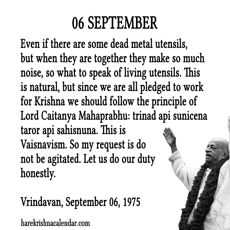 Srila Prabhupada's Quotes for 06 September Hare Krishna Calendar